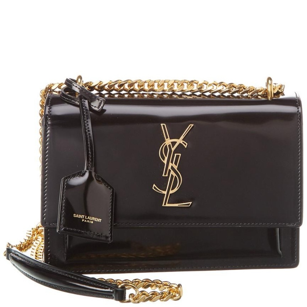 Black Sunset Patent Leather Shoulder Bag Saint Laurent